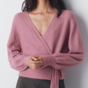 Aritzia Wilfred SoftSpoke Cassidy V-Neck Wrap Sweater Light Pink - XL